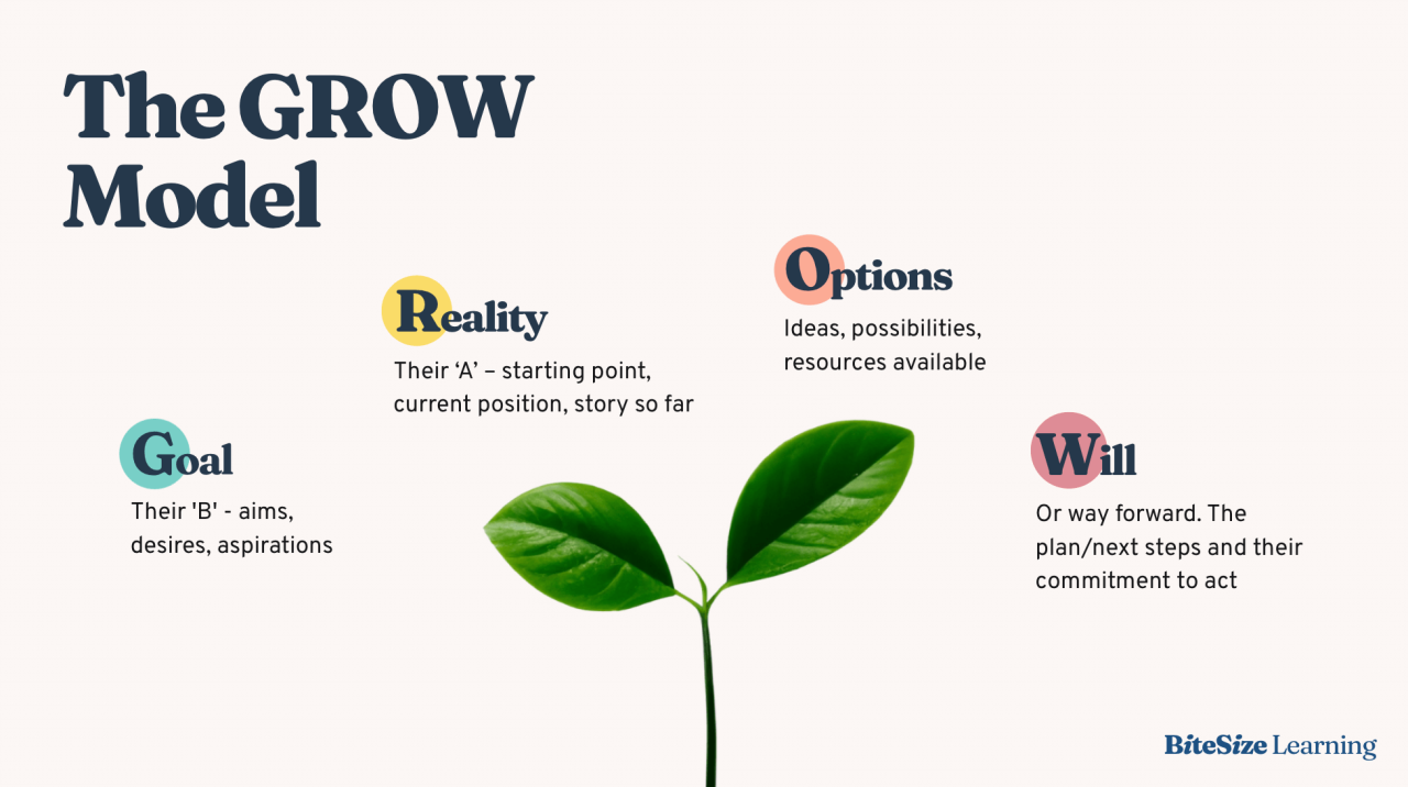 The GROW coaching model, explained step-by-step — BiteSize Learning The GROW coaching model, explained step-by-step — BiteSize Learning